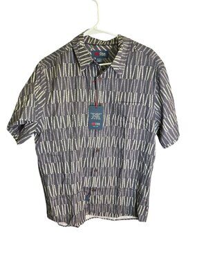 Cova By Jantzen Mens Short Sleeve Button-Up Shirt Gray Abstract Print M NWT